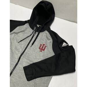 Adidas Mens Medium Team Issued Indiana University Football Full Zip Hoodie Gray